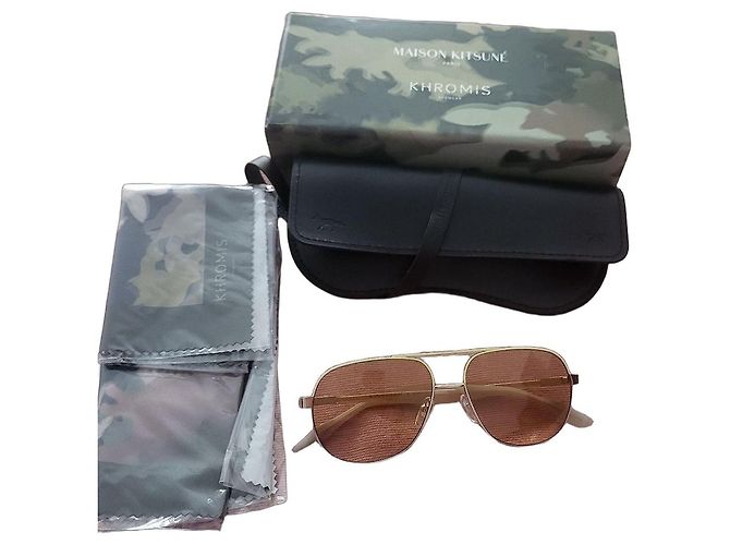 Autre Marque Maison Kitsuné x Khromis Occhiali da sole Aviator D'oro