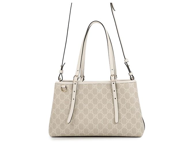 Saco Tote Gucci em couro Medium Branco Bege