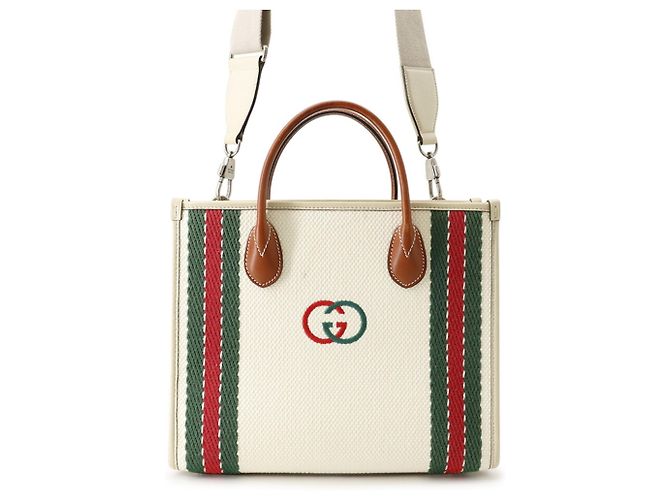 Bolso Tote Gucci de lona Interlocking G Blanco Multicolor