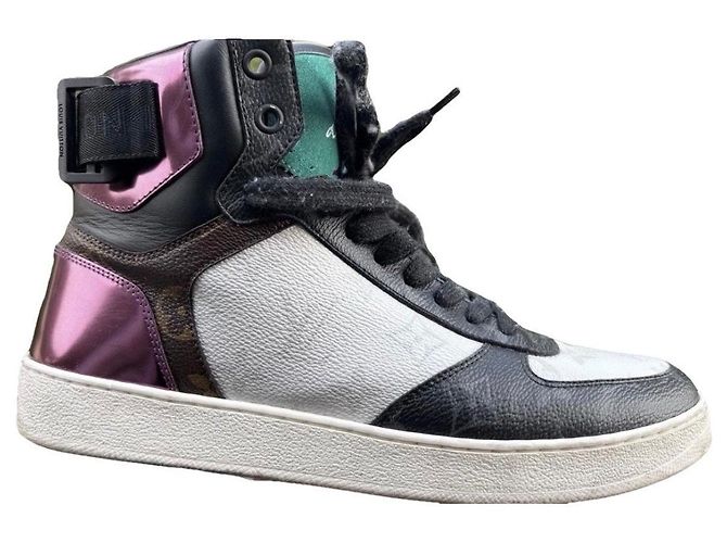 Sneaker alte Louis Vuitton da donna Marrone Nero Bianco Metallico