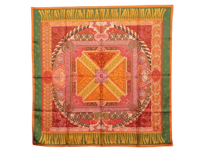 Silk In Hermès Pañuelo Hermes Carre 90 Flying Carpet Multicolor Naranja