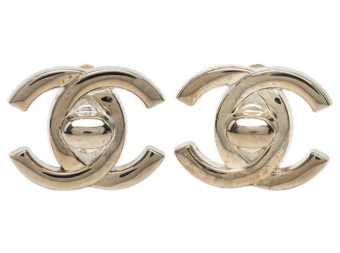 Timeless Chanel Coco Mark Vintage Clip-Ohrringe Silber