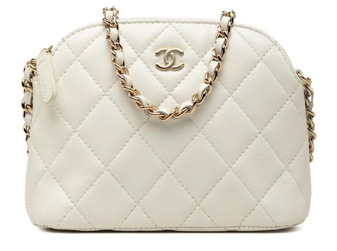 Bolso de hombro con cadena Chanel Coco Mark Matelassé Blanco