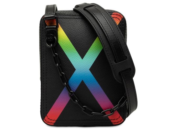 Borsa Messenger Louis Vuitton Taiga Rainbow Danube Nero Multicolore