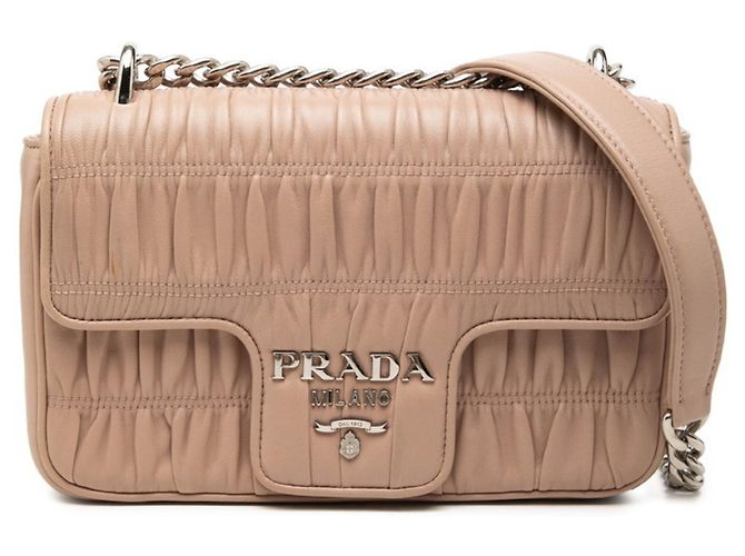 Bolsa de Ombro Prada Logo Chain Bege