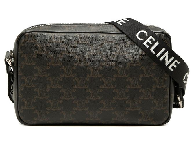 Céline Borsa a tracolla Celine Triomphe Medium Logo Print Nero