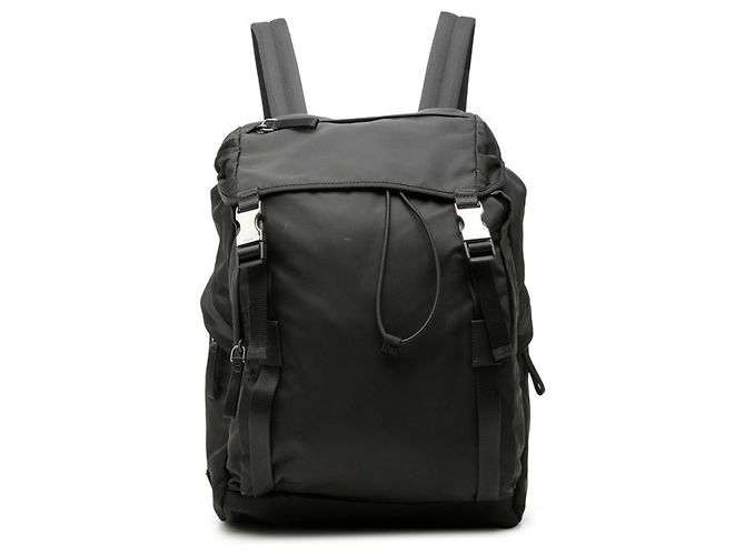 Zaino Prada con placca logo triangolo - Nylon nero