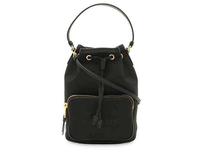 Borsa a secchiello Prada in tela nera Nero