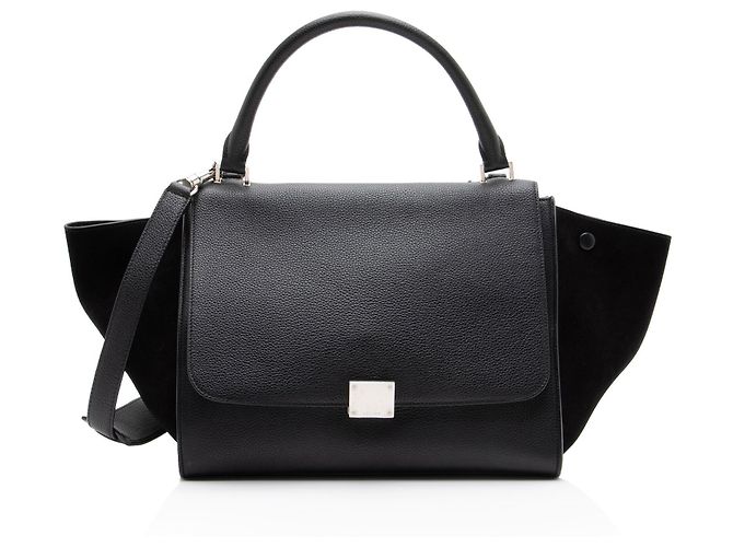 Céline Bolsa Trapeze Medium em couro de bezerro Celine Preto