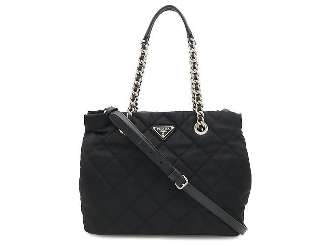 Borsa a tracolla Prada Tessuto con logo triangolare Nero