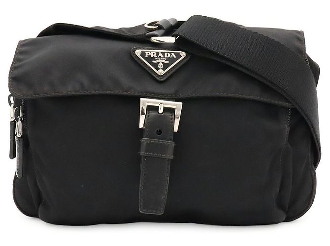Borsa a tracolla Prada con logo triangolare Nero