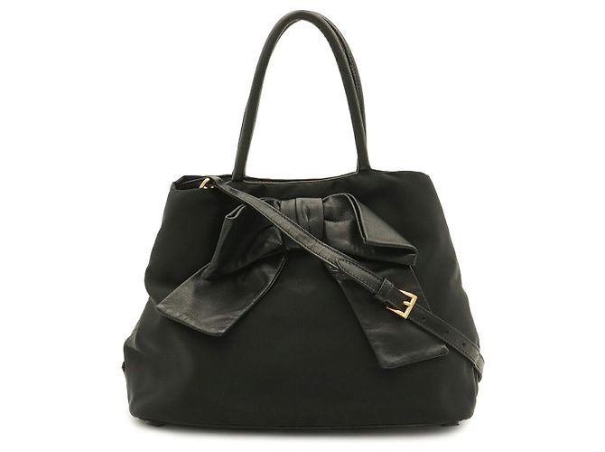 Sac à main Prada en jacquard avec logo ruban Noir