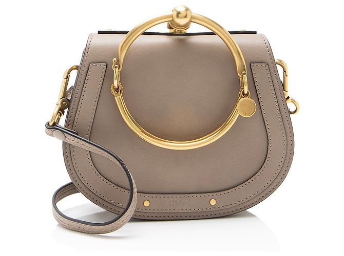 Chloé Borsa polso Nile Small in pelle di vitello scamosciata Chloe Grigio