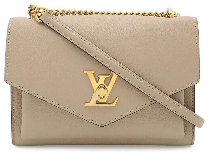 Borsa a tracolla con catena Louis Vuitton My Lockme Marrone Beige