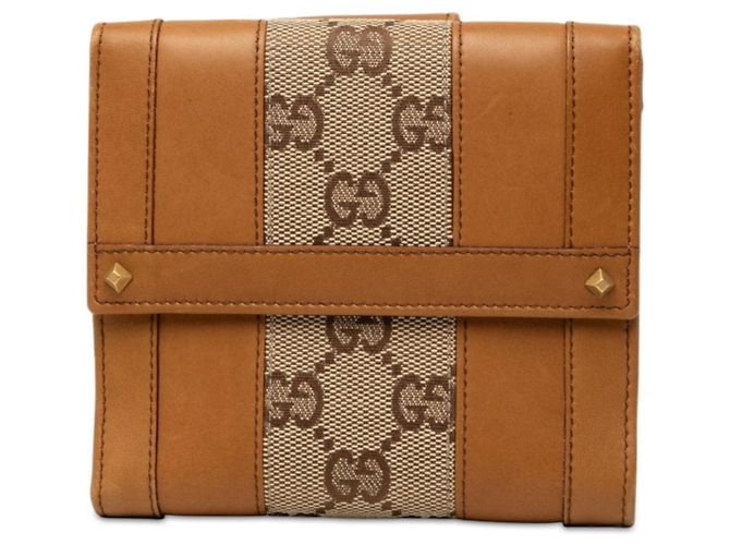 Gucci GG Canvas Bi-fold Geldbörse Braun Beige