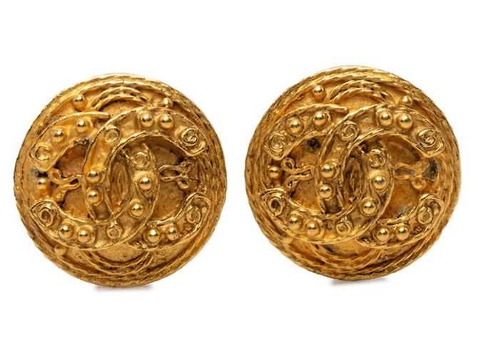 Boucles d'oreilles clips Chanel Coco Mark en or Doré