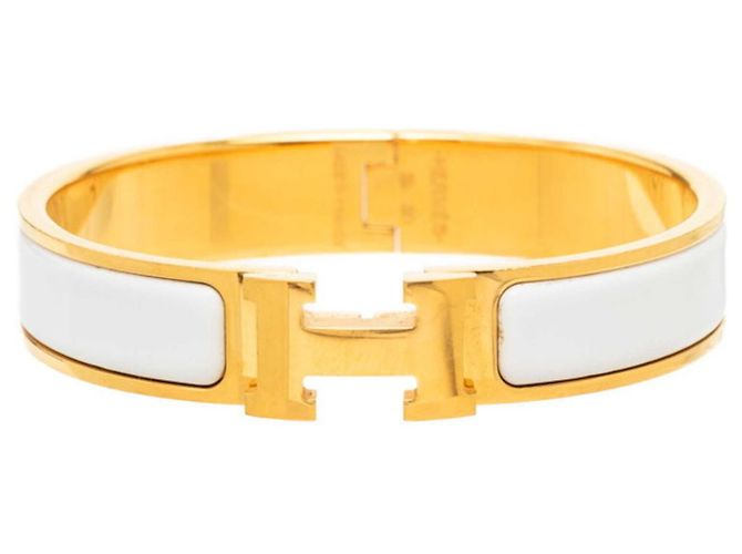 Hermès Pulseira Charm Hermes Click H PM Branco Dourado