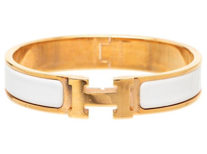 Hermès Hermes Click H PM Charm Armband Weiß Golden
