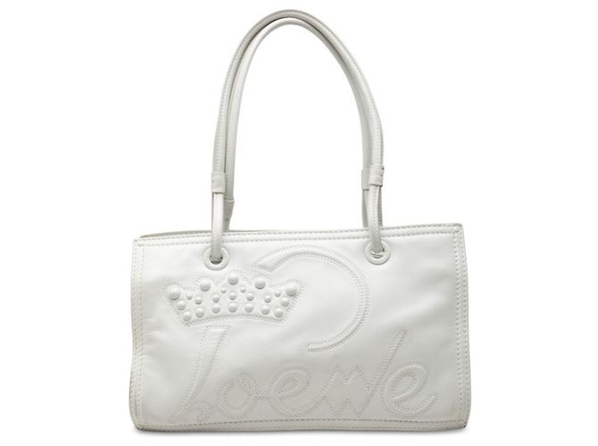 Loewe Crown Stud Tote Bag Weiß