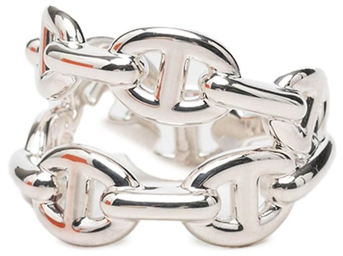 Ring Bague Hermès Chaine d'Ancre à double rangée Argenté