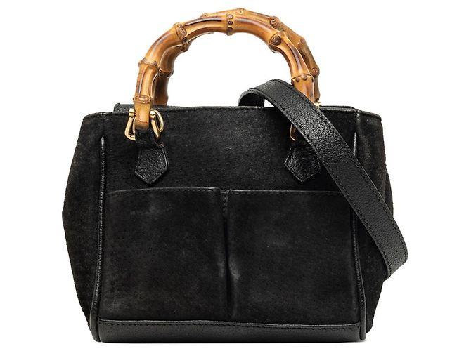 Borsa a mano e a tracolla Gucci Bamboo Nero