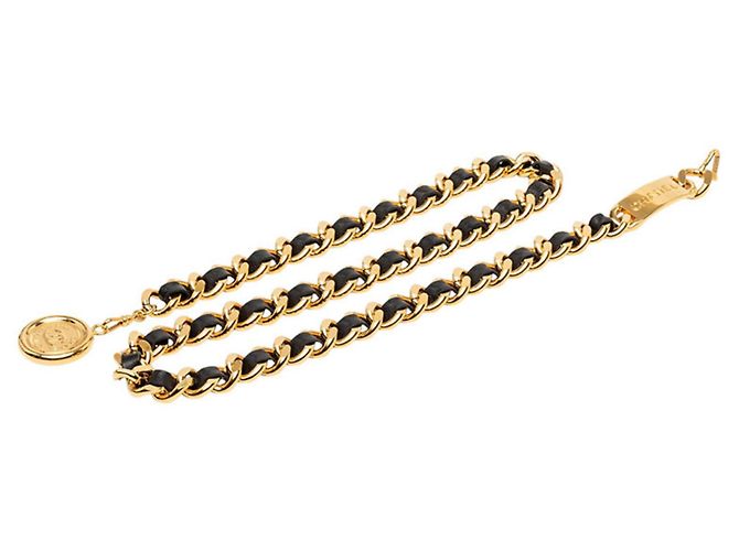 Cinturón de cadena Chanel 31 RUE CAMBON Cambon Negro Dorado