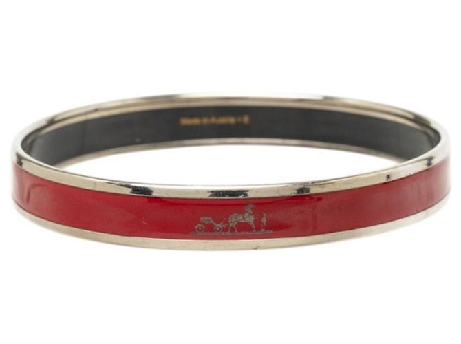 Hermès Hermes Email PM Caleche Bangle Silvery Red Dark red