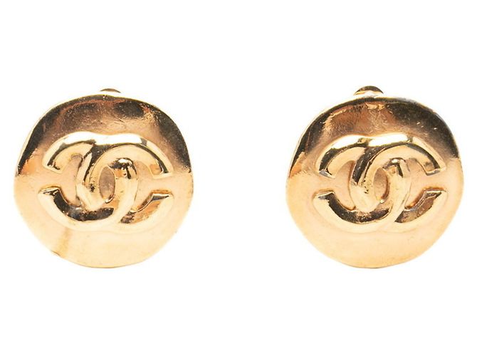 Orecchini rotondi vintage Chanel Coco Mark D'oro
