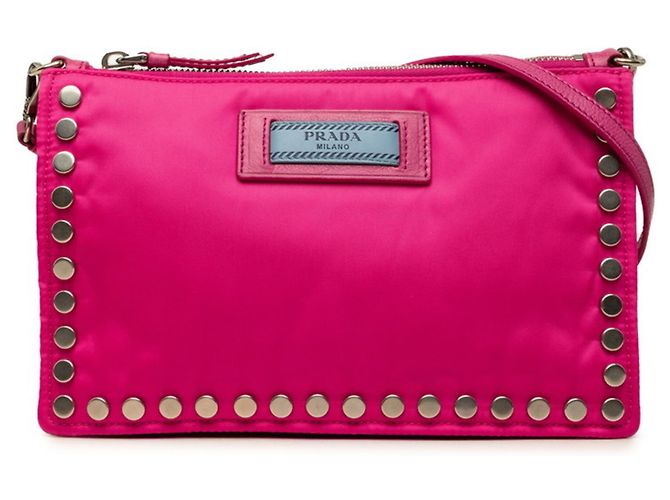 Borsa a tracolla Prada Etiquette borchiata Rosa