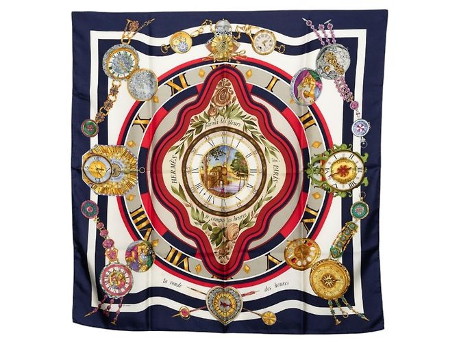 Hermès Hermes Carre 90 Parmi Les Fleurs Je Compt Scarf Multicolore Blu navy