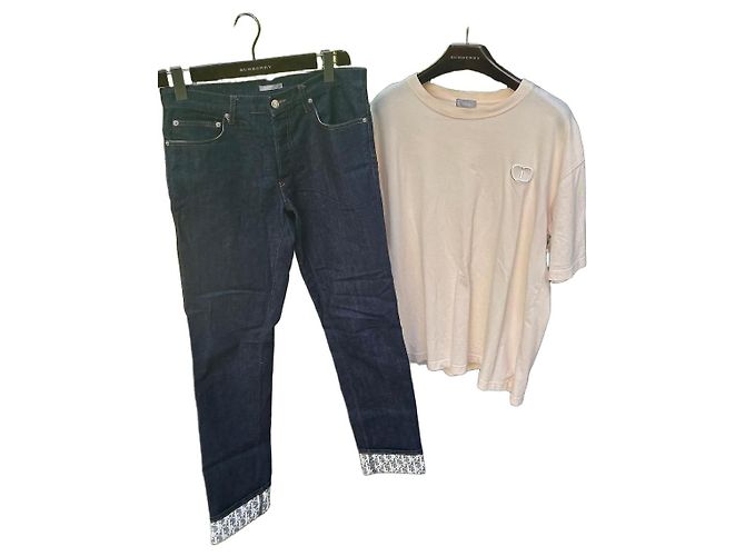 Autre Marque Dior Jeans mit Monogramm-Futter Blau
