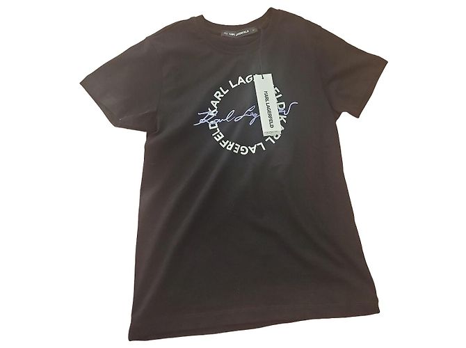 T-shirt Karl Lagerfeld nera con logo circolare Nero