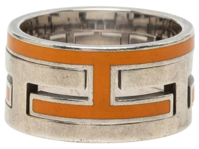Ring Hermès Anello Move H Band Hermes Argento Arancione