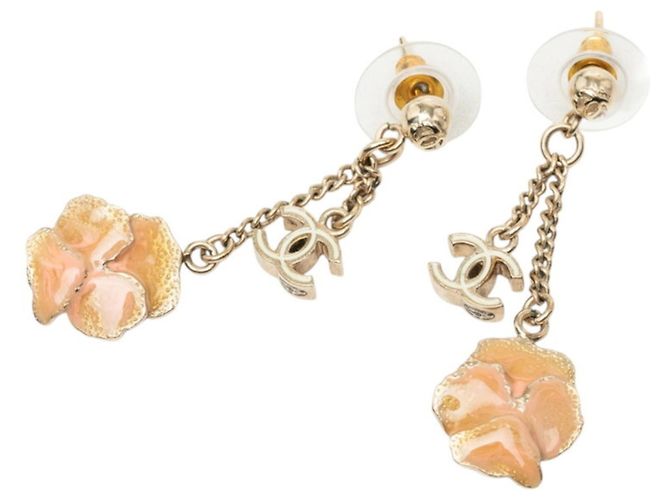 Orecchini a bottone Chanel Coco Mark Camellia Gold D'oro