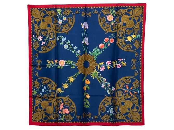 Hermès Foulard di seta Hermes Carre 90 Arabesque Blu Multicolore