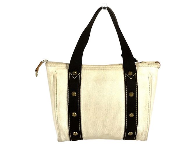Saco Tote Louis Vuitton Antigua Cabas PM Marrom Branco