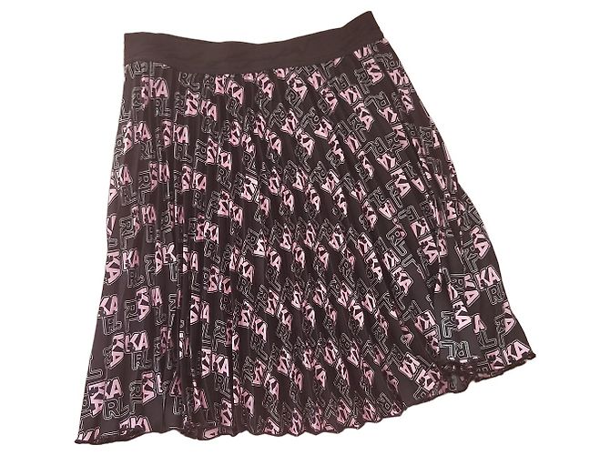 Saia plissada Karl Lagerfeld preta e rosa Preto