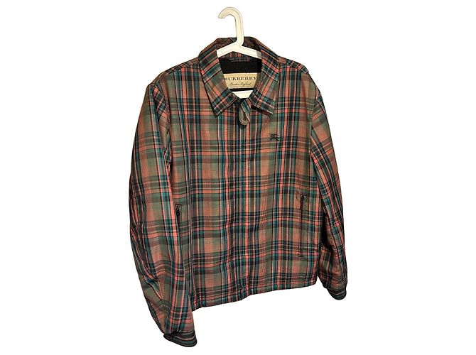 Burberry karierte Jacke mit Teddyfutter Schwarz Rot Grün