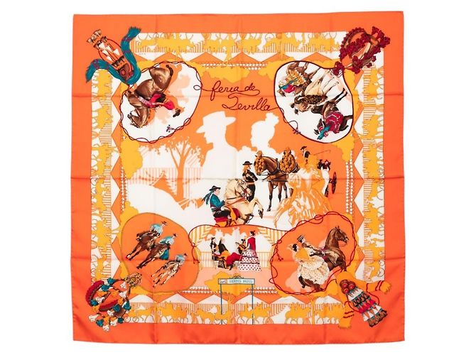 Hermès Pañuelo Hermes Carre 90 Feria de Sevilla Multicolor Naranja
