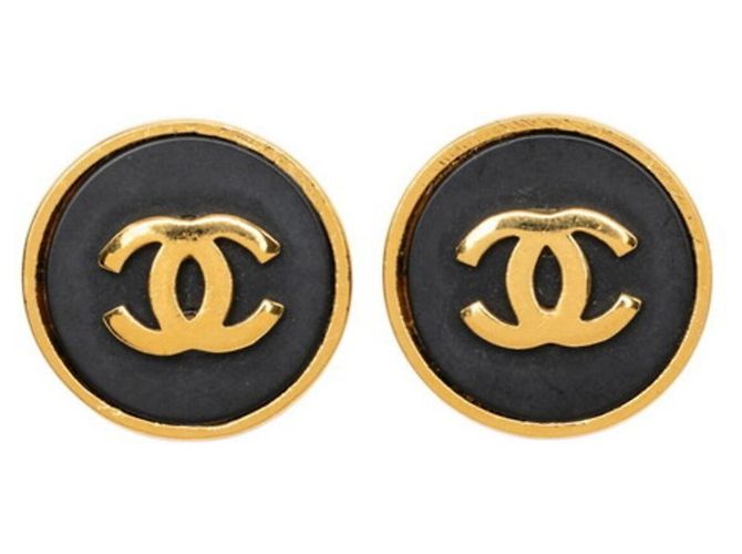 Timeless Orecchini a clip Chanel Vintage Coco Mark Nero