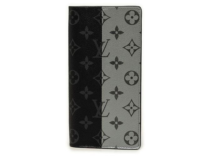Louis Vuitton Monogram Eclipse Split Portefeuille Brazza Long Wallet Nero Monogramma