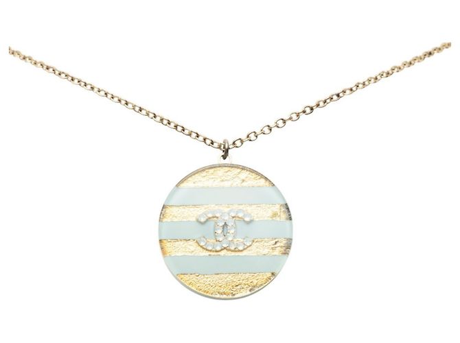 Collana Chanel Coco Mark Icon Border Blu D'oro