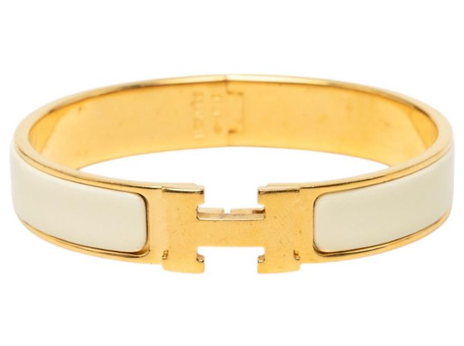Hermès Pulsera de esmalte Hermes Click H GM Blanco Dorado