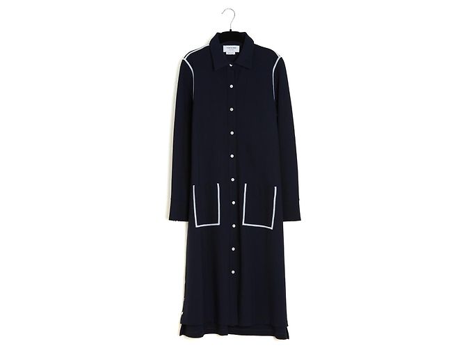 Thom Browne Abito Camicia Lungo in Lana Blu Navy Blu scuro