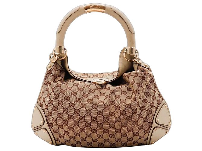 Bolsa Hobo Gucci em tela monogramada Marrom Bege