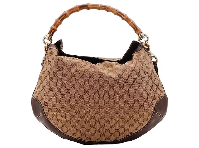 Bamboo Bolsa Hobo Gucci Monogram com alça de bambu Marrom Monograma