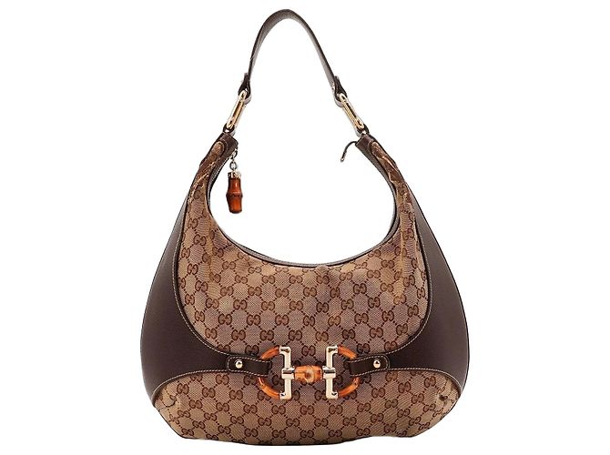 Borsa Hobo Gucci Monogram Bamboo Marrone Monogramma