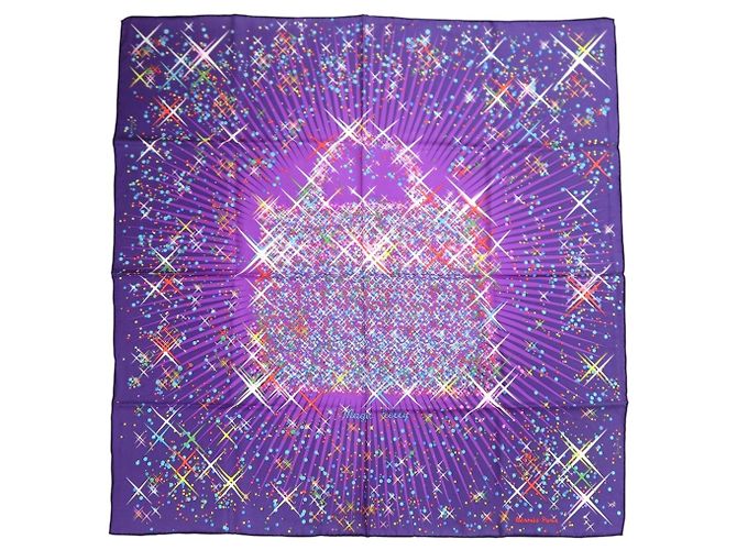 Hermès Carré 90 Magic Kelly Lenço de seda Branco Roxo
