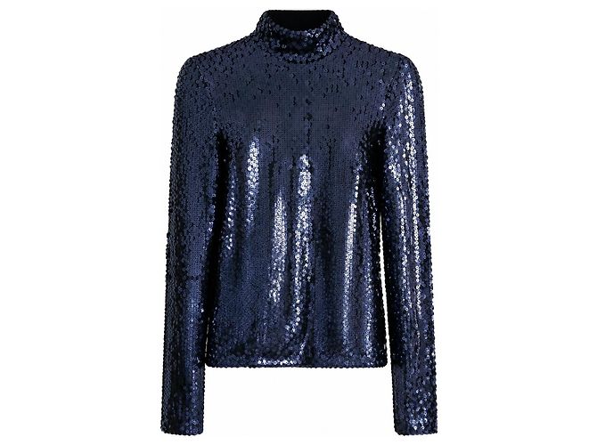 Christian Dior x Raf Simons Pre-Fall 2015 Pailletten-Top Dunkelblau