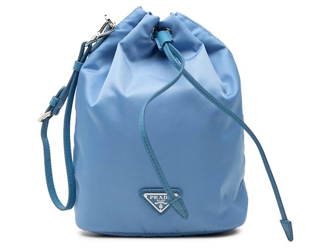 Pochette à main Prada en Tessuto avec plaque logo triangle Bleu